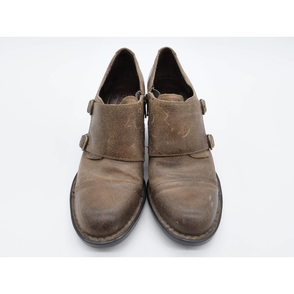 Born Booties Womens 8 Brown Leather Double Monk Strap Round Toe Ankle Boots - Picture 9 of 13